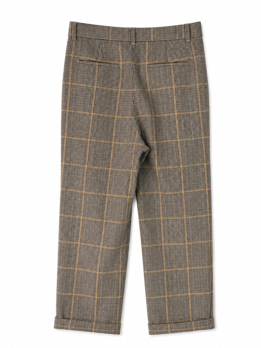 Little Moon Plaid Ankle Cropped Trousers in Brown and Tan - Picture 3 of 13